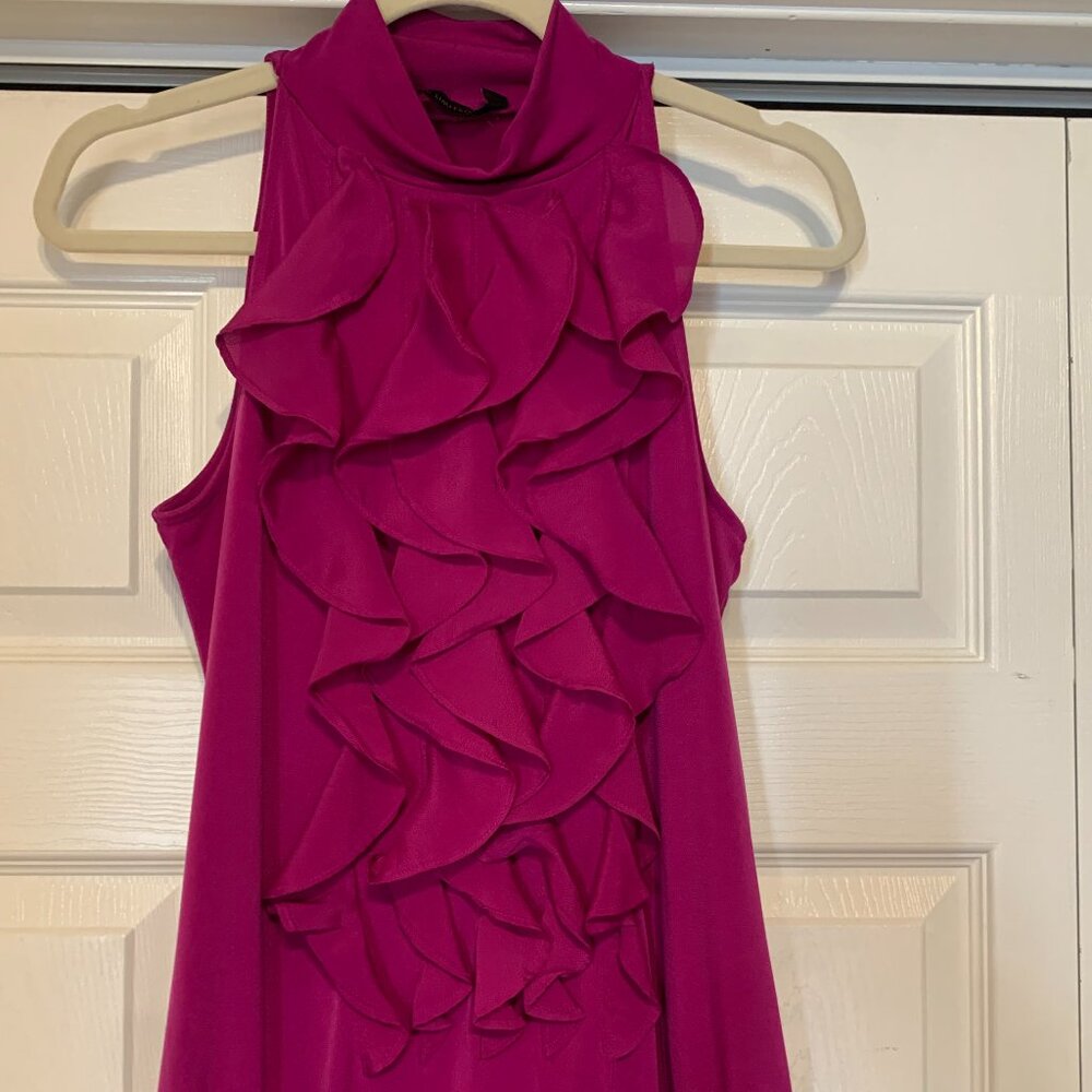 The Limited Small Magenta Sleeveless Ruffle Party Blouse high neck